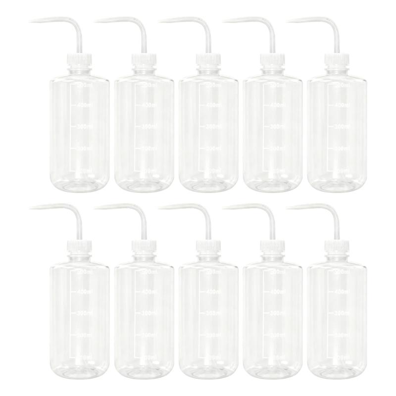 10PCS 500ml Laboratory Wash Bottles With Angled Nozzle And Measurement Scale For Accurate Liquid Dispensing Tasks