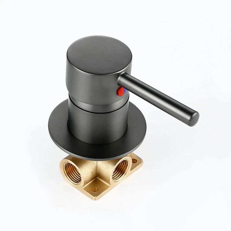 Gold Mixer Water Tap Shower Valve Bathroom Water Faucets Shower Splitter Valve Black Chrome Round Solid Brass Concealed