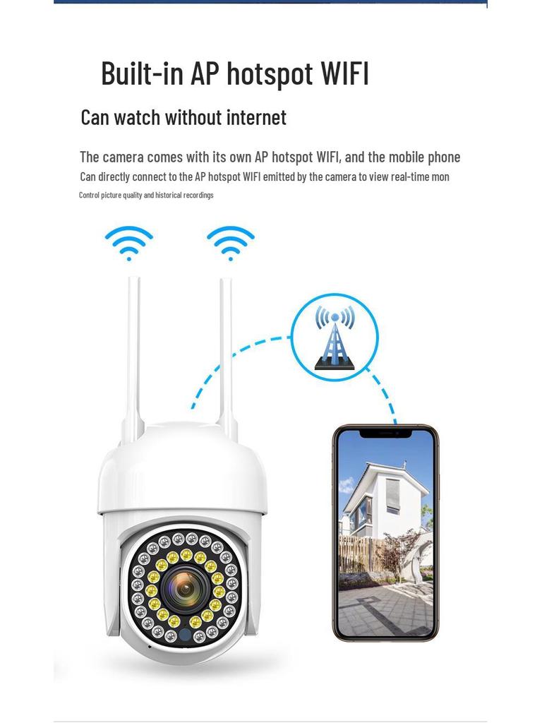 HD Smart Wireless WiFi Surveillance Camera with Dual Light, Full-Color, Waterproof, Small Ball Design for Home Monitoring