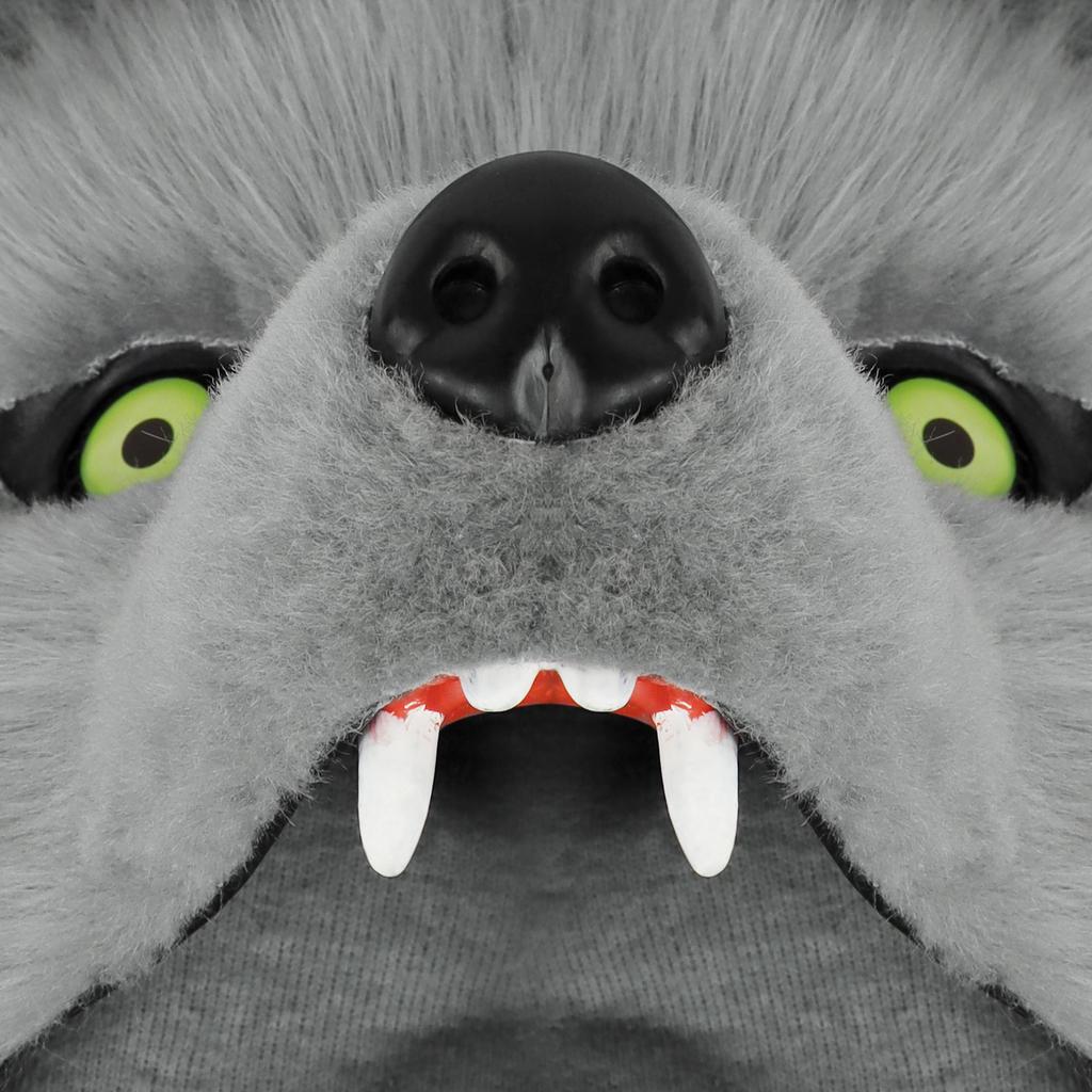 Furry Head Mask Animal Wolf Dog Plush Faux Fur Masks for Halloween Masquerade Cosplay Costume Props