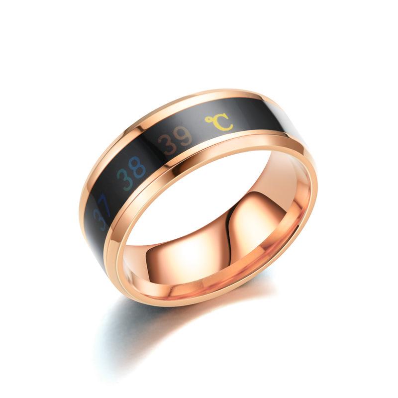 Color-Changing Titanium Steel Temperature Ring - Smart Temperature Sensing for Couples