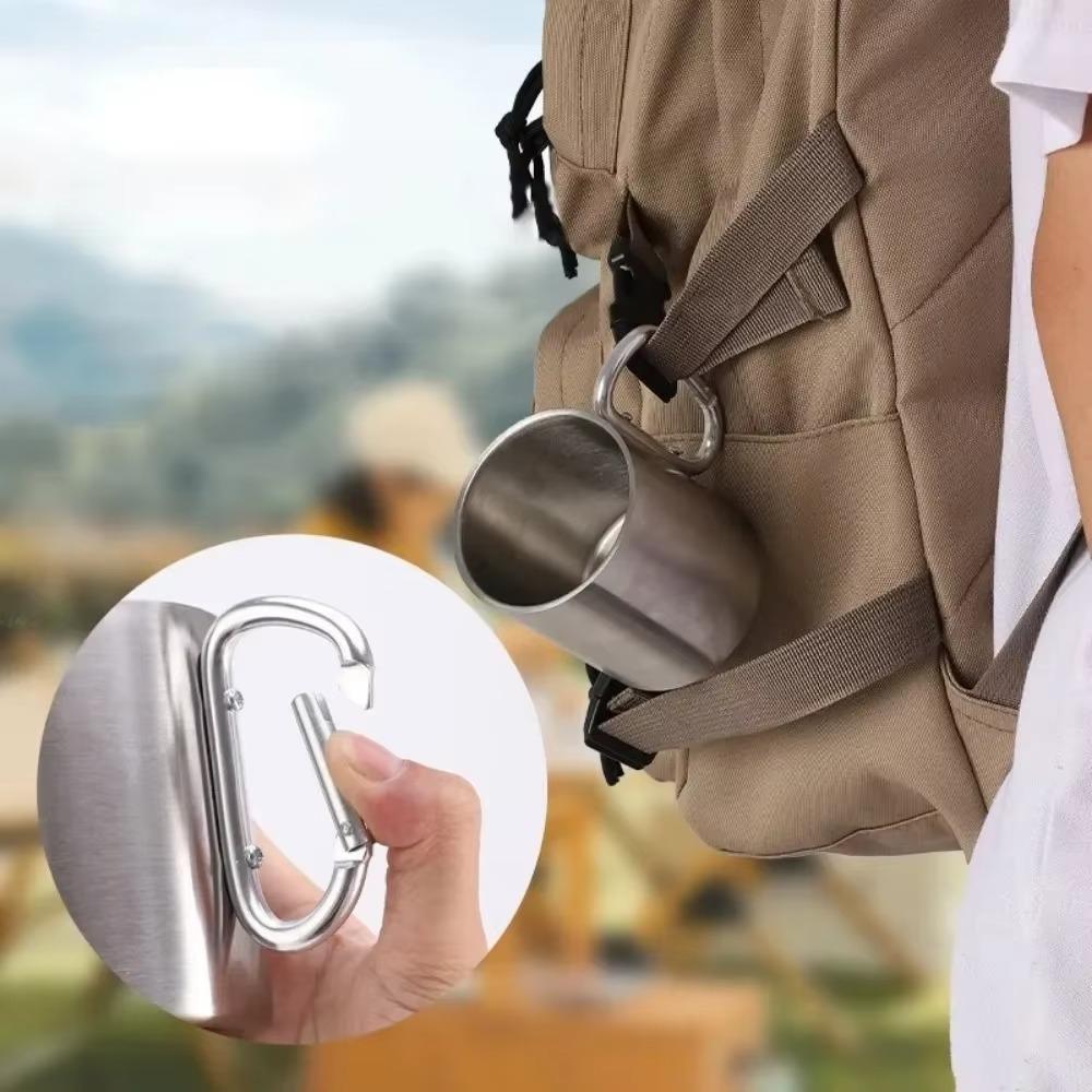 300ml Edelstahl Campingbecher Tragbarer Reisebecher mit Karabinerclip für Wandern Rucksackreisen Outdoor Trinkgeschirr Kaffeetasse