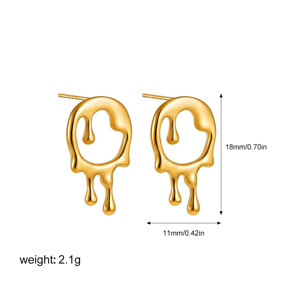Compact Irregular Melt Water Droplet Mini Stud Earrings Geometric Droplet Liquid Hypoallergenic Earring Stainless Steel Jewelry