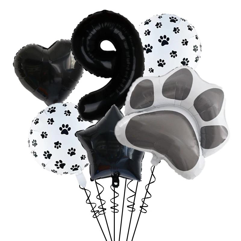 Black Puppy Paw Birthday Party Decor Cat Paw Party Supplies Tableware Cup Plates Balloons For Kids Favors Gifts Baby Shower
