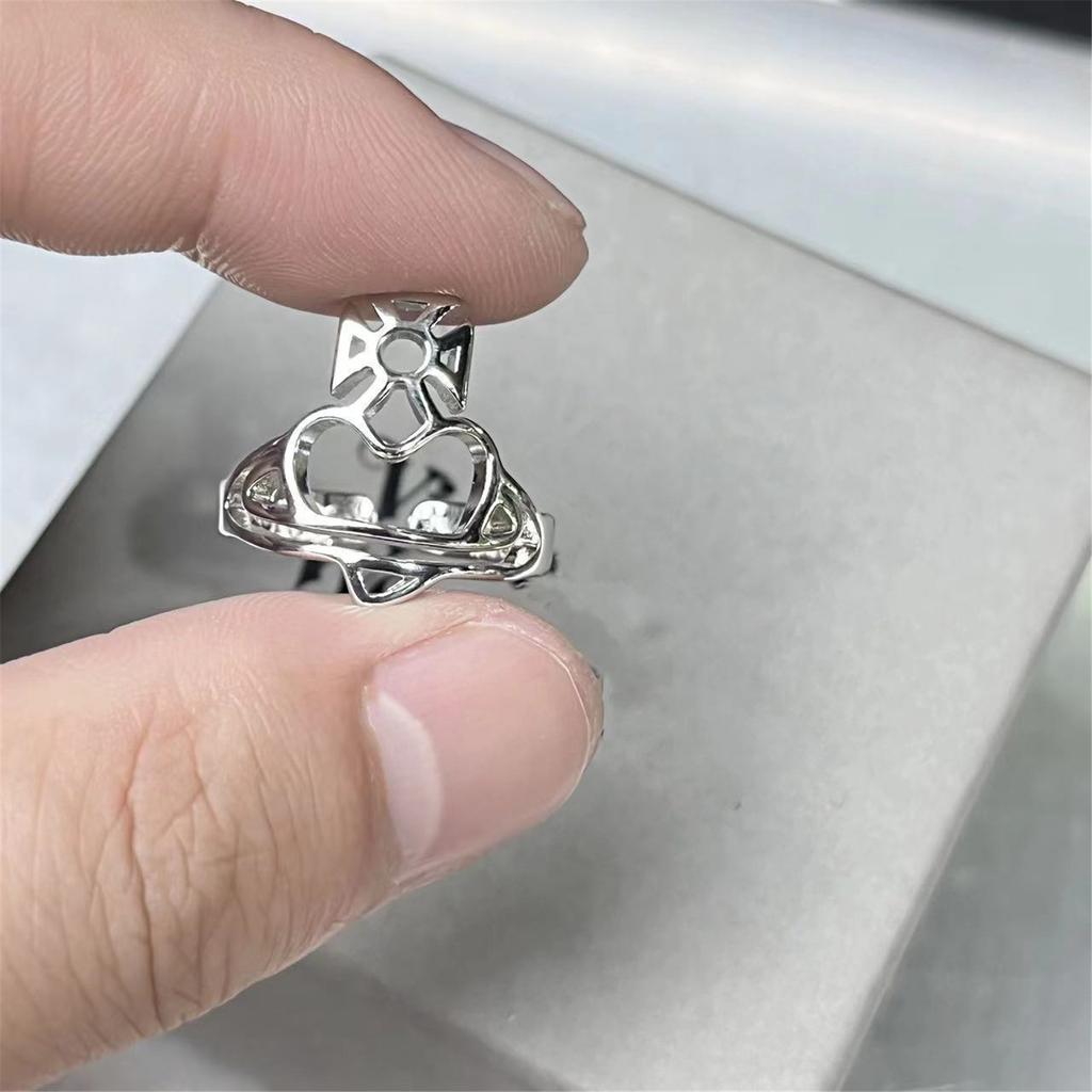 Geometric Hollow Heart Ring For Women Adjustable Copper Design Irregular Geometry Vintage Ring Fashion Jewelry Gift