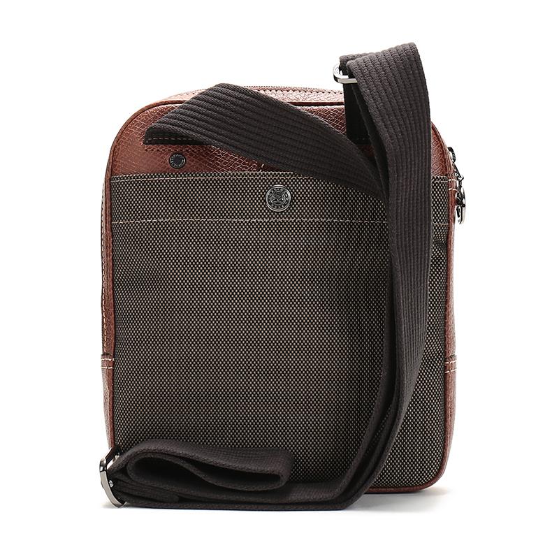 Longchamp Boxford 19 Zipper Logo Adjustable Shoulder Strap Leather Trim Crossbody Bag Small Men Crossbody Bag Brown 1712080042