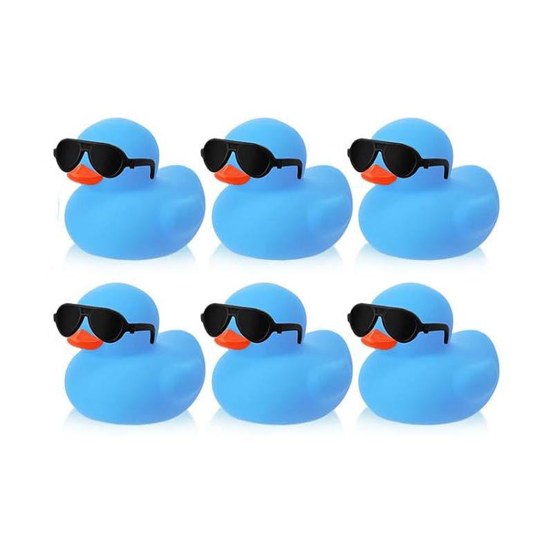 

6/12/24/36Pc Small Rubber Ducks Blue With Sunglasses Sets Duck Toys Squeaky Rubber Ducks Cute Float Duckies For Birthday Party