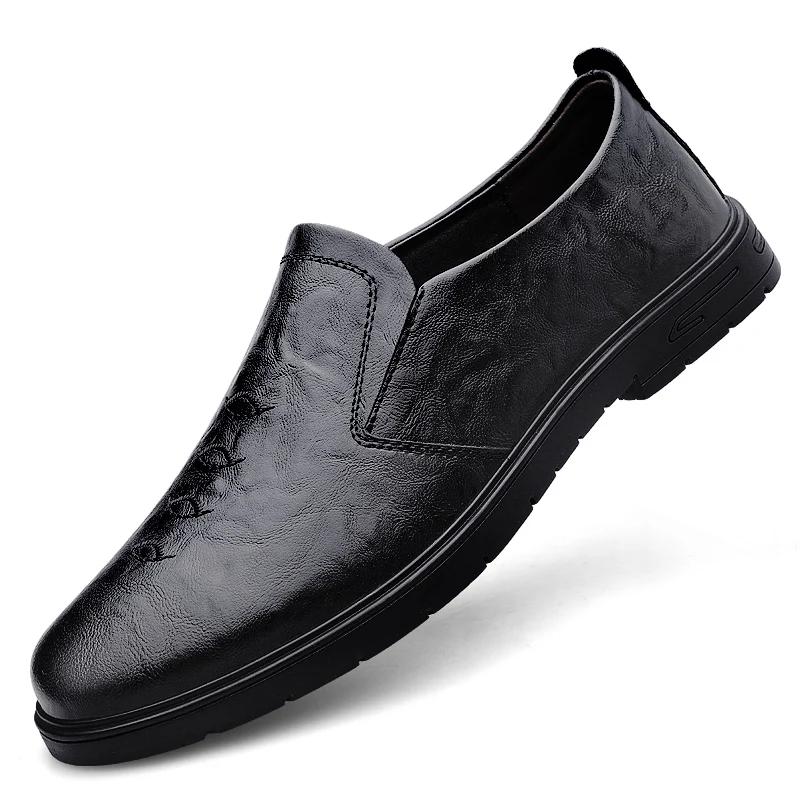 Spring New Business Dress Knurling Loafers Men Casual Leather Shoes Slip On Driving Flat Fashion Luxury Designer Brand Moccasins