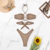 2024 Sexy Solid Color Gathered Bikini Women's Three-Piece Swimsuit