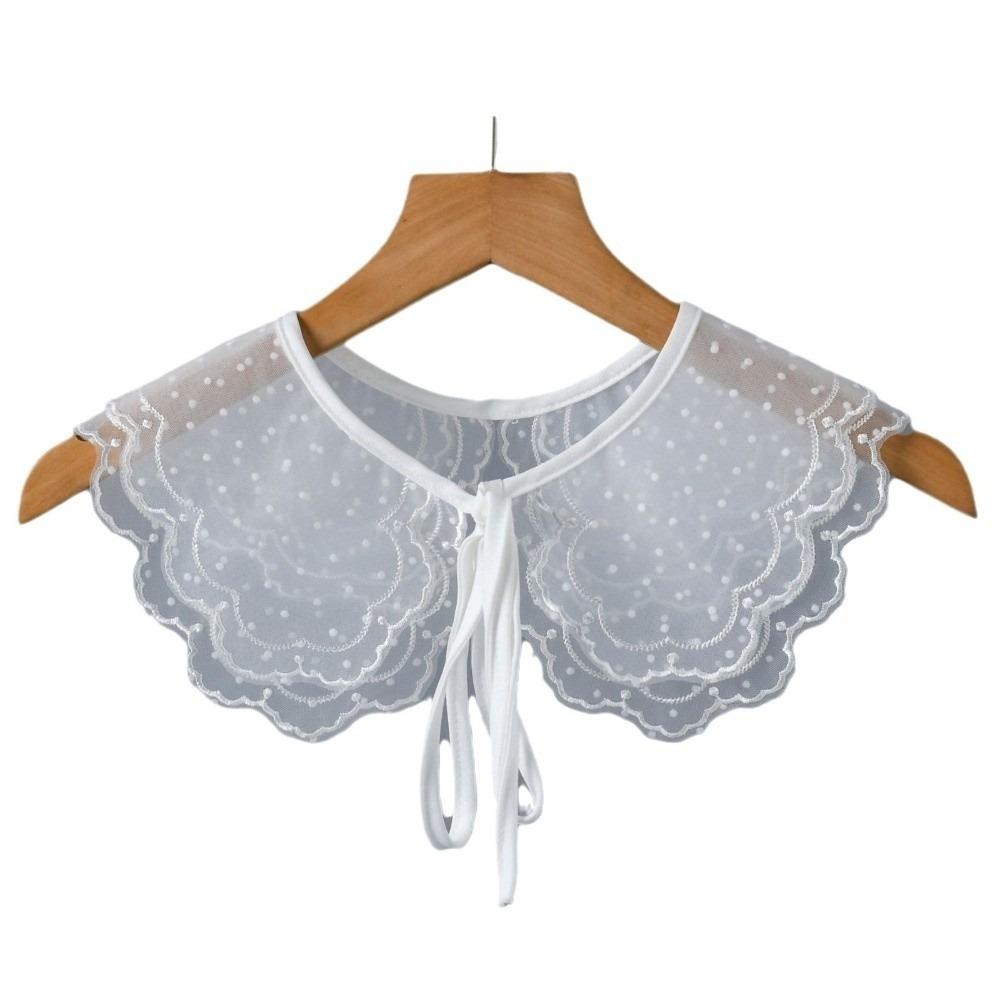 Floral Embroidery Lace Shawl Collar Organza Embroidered Detachable Collar False Collar Summer