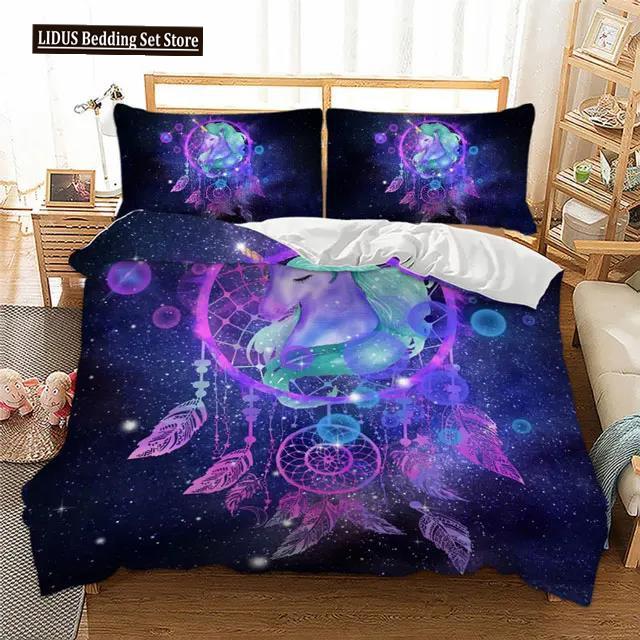 Dreamcatcher Duvet Cover Set Galaxy Quilt Cover Bohemian Mandala Bedclothes 3-Piece Color Nebula Soft Bedding Home Textiles