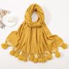 Hot-selling New Solid-color Hairball Imitation Cashmere Scarf In Autumn and Winter, Versatile Fashionable Velvet Thickened Fringed Warm Scarf
