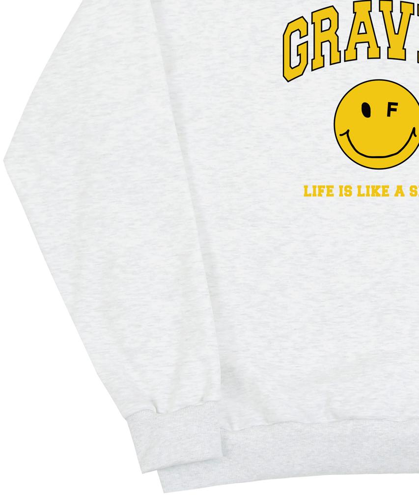 GRAVER [Unisex] Arch Logo Life Dot Smile Sweatshirt_Melange White