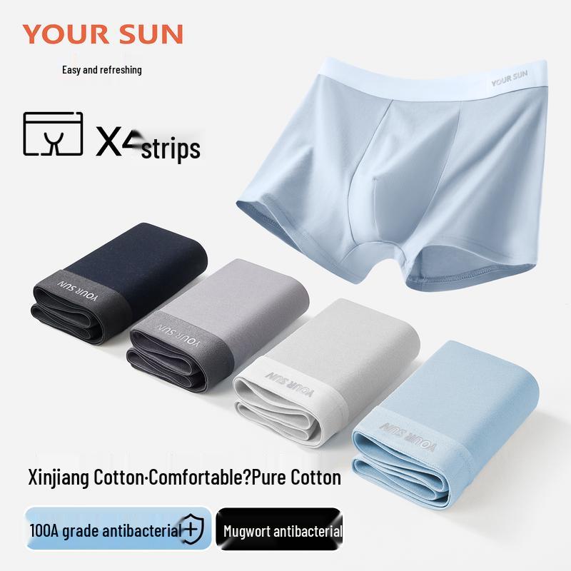 Men s Cotton Boxer Briefs with Mugwort Antibacterial & Moisture-Wicking 2XL