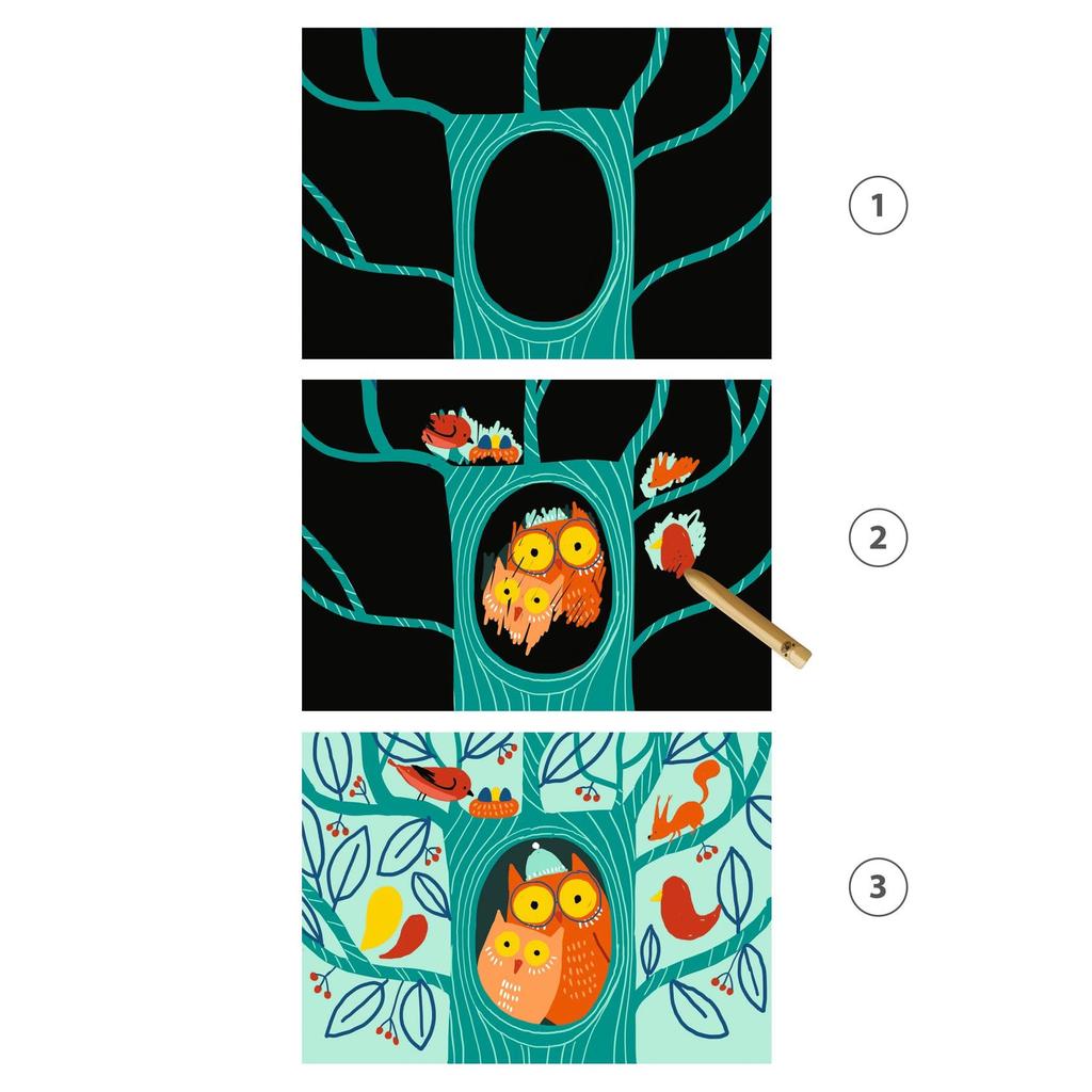 DJECO Animal Scratch Art Cards Scratch and Color Animal Scratch Educational Toy for and Toddlers Perfect for Sports and Autumn Evenings - Art,