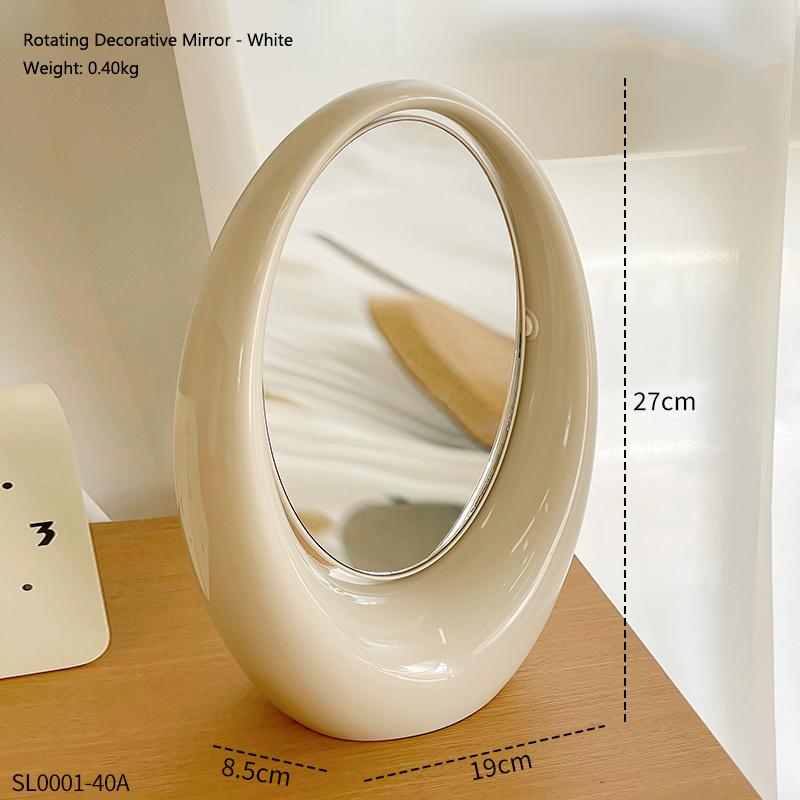 

Luxury Style Double-Sided Rotating Makeup Mirror Fashionable Desktop Elliptical Mirror Home Bedroom Desktop Decoration Gift