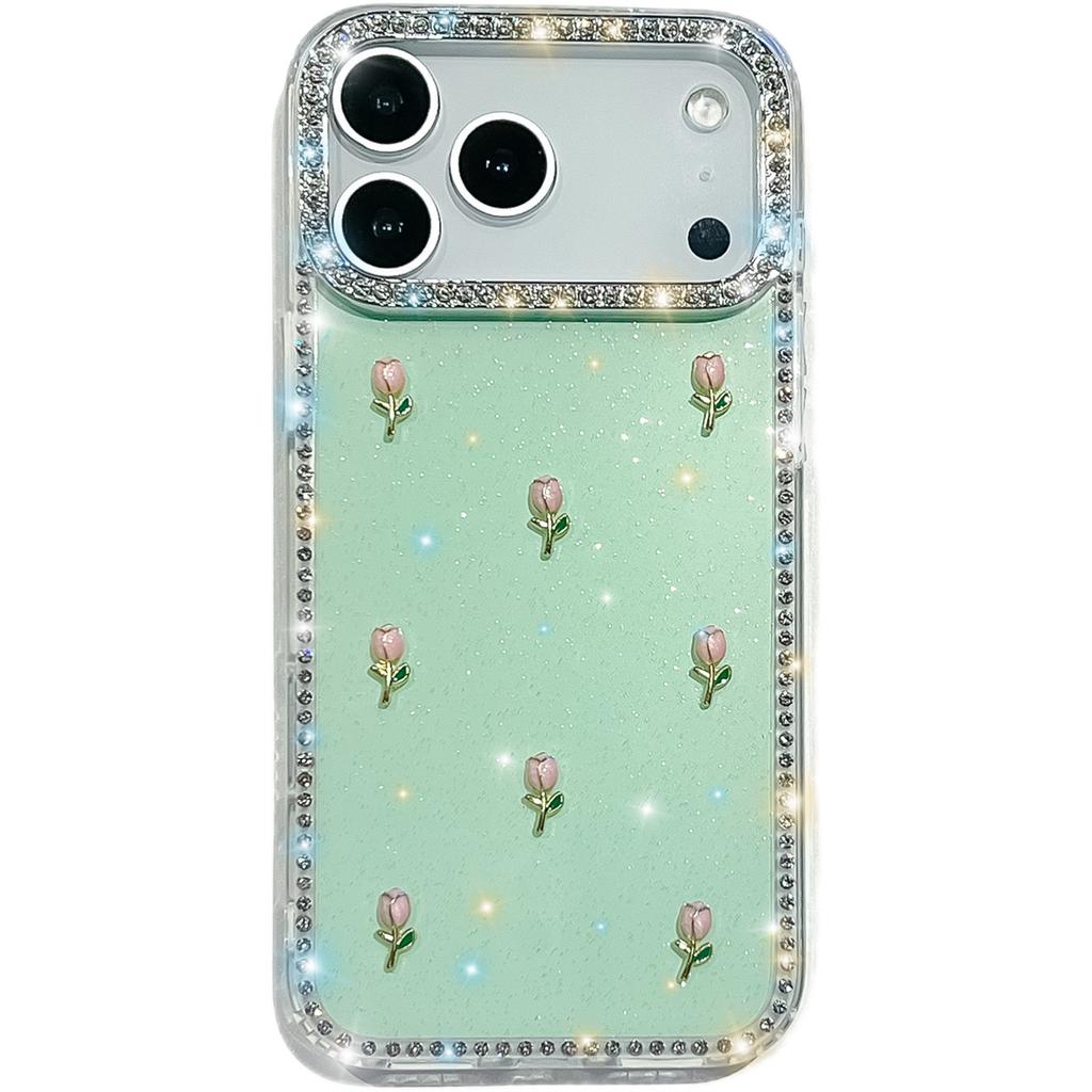 Handmade Sparkly Diamond Tulip IMD Phone Case, Compatible with iPhone 13-17 Series