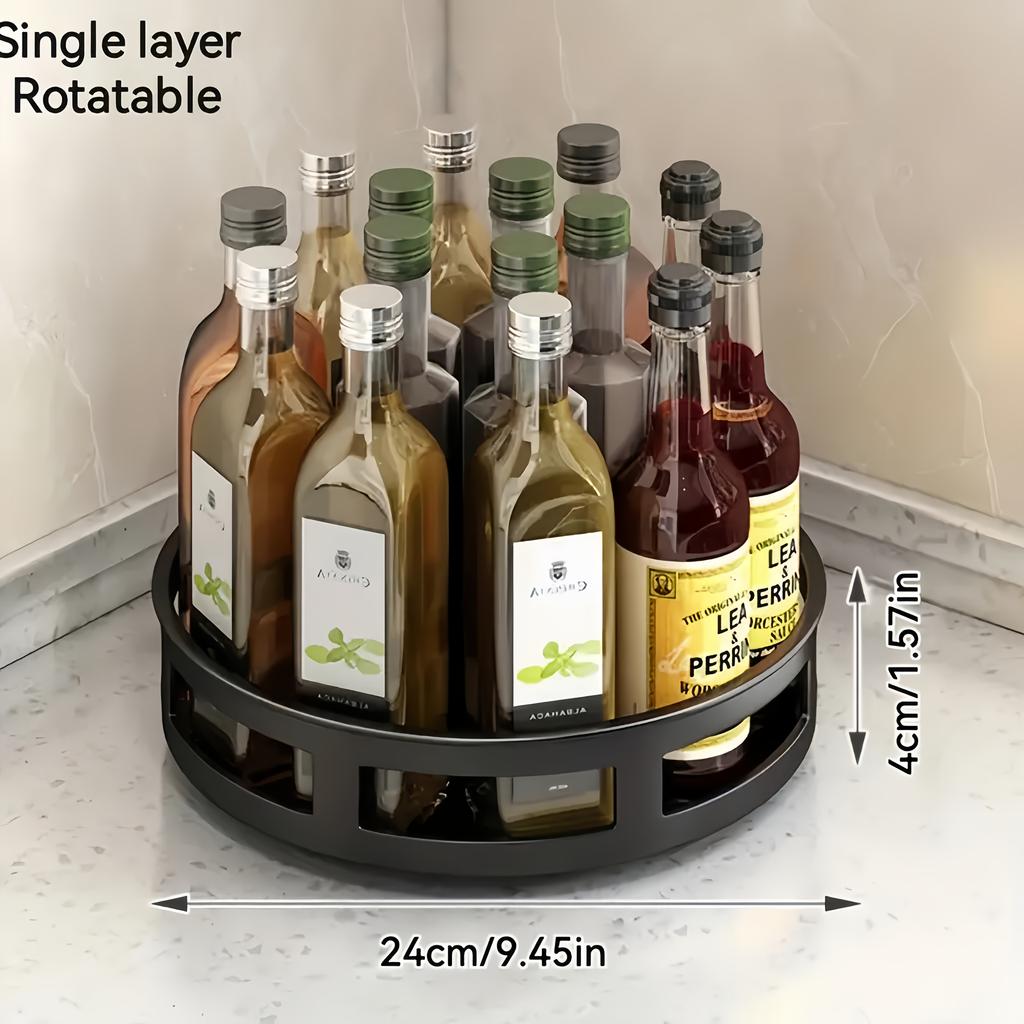 Multifunctional Rotating Storage Box - Space-Saving Kitchen Organizer with Anti-Slip Countertop Holder for Spices & Cosmetics, Adjustable Height