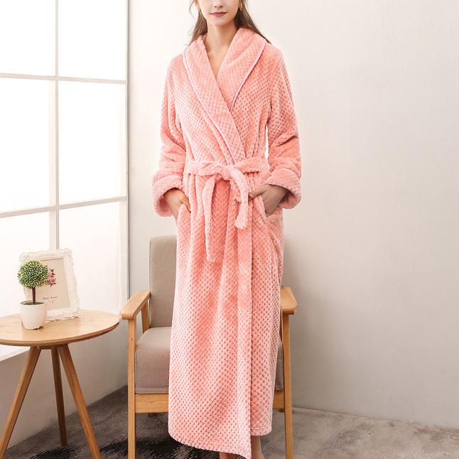 Peignoir à manches longues en polaire corail, vêtements de maison, flanelle épaisse, vêtements de nuit pour couple, gris, automne hiver, vêtements de détente amples