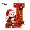 Decorative Gift Tags Cute Snowman Letter Christmas Ornament, 2D Flat Personalized A-Z Alphabet Tree Ornaments Acrylic Hanging Pendant for Xmas