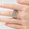Vintage Inlaid Imitation Pearl Women's Ring Design Three Color Geometry Daily Wear Party Jewelry Anniversary Gift