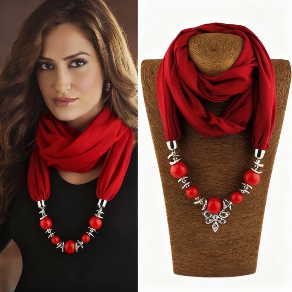 Moda Donna Etnico Unico Sciarpa Collane Pendente in Resina Fazzoletto Dichiarazione Donna Collana Boemia