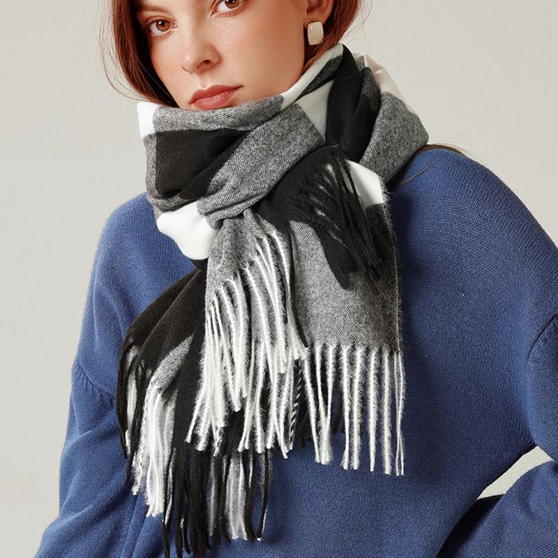 Sciarpa da donna a righe a quadri, scialle, autunno inverno