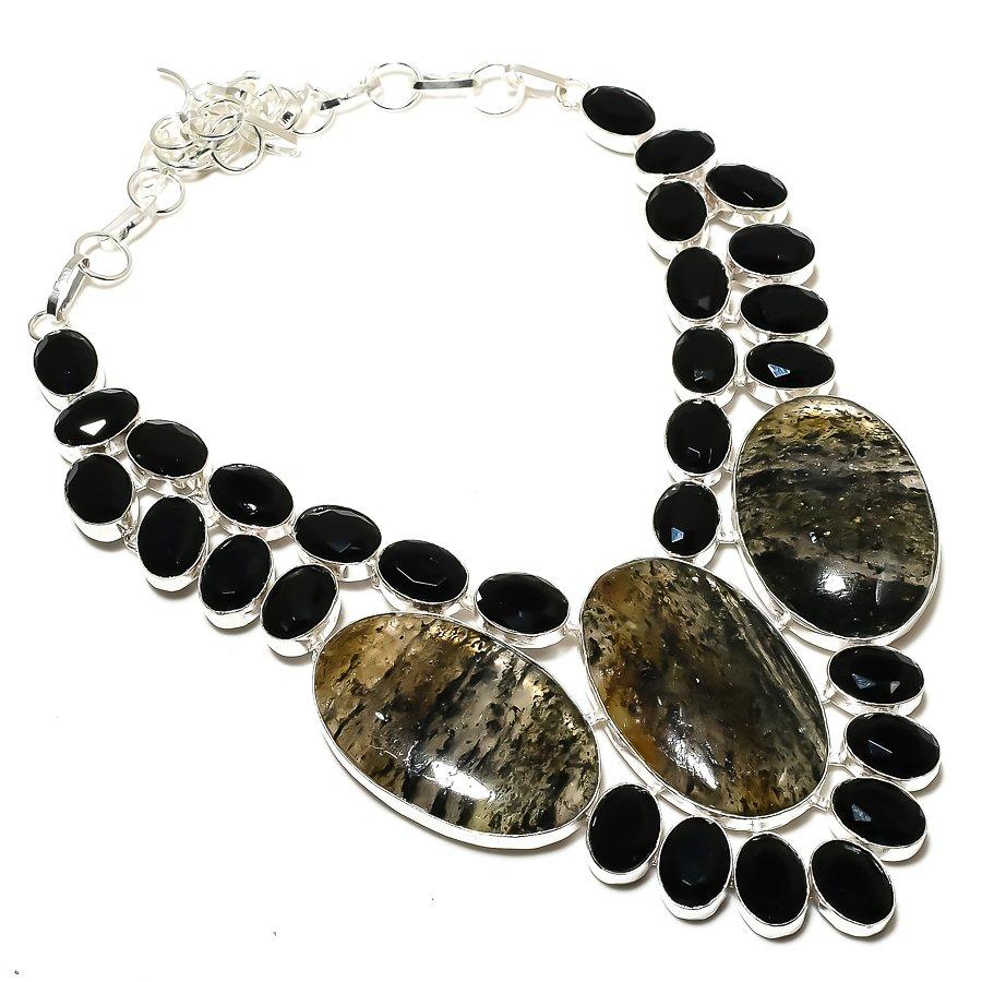 

Ожерелье из натурального кварца лодолита и шпинели из стерлингового серебра 925 пробы 18 дюймов I0K35