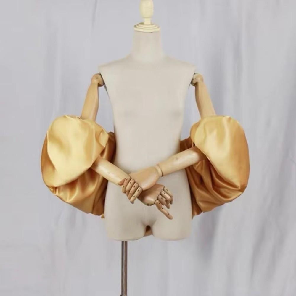 DIY 110cm Dress Gloves Shawl Ruffles Satin Hand Sleeves Exaggerated Handmade Prom Dress Gloves Wedding Bridal Prom