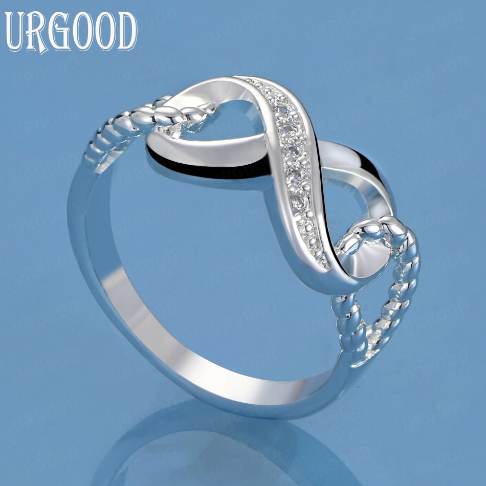 925 Sterling Silver Jewelry Eight-Shaped AAAZircon Ring