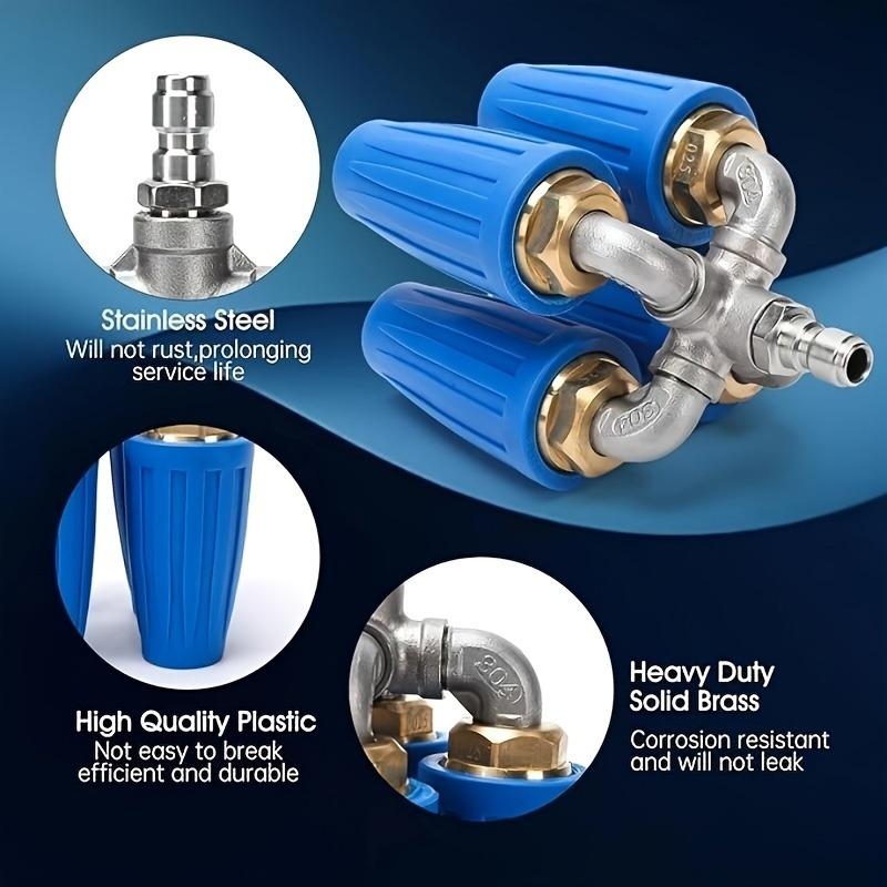 4pcs Turbo Nozzle Set, Metal and Plastic, 1/4 Inch Quick Connect, Multi-Function High Pressure Washer Attachments for Car, Floor, Walls, Deck, Patio