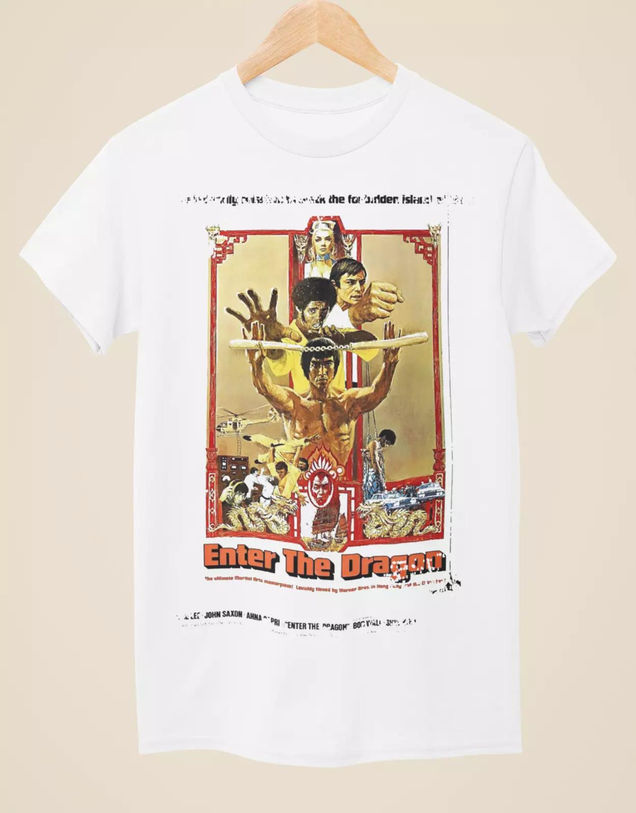 

Enter the Dragon - Movie Poster Inspired Unisex White 100% Cotton T-shirt Mens Tees Top 4XL