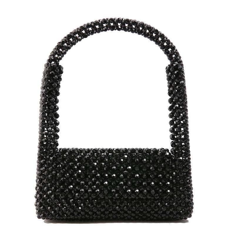 

Internet celebrity armpit bag 2025 new European and American fashion niche shoulder bag women versatile acrylic beaded woven bag чёрный