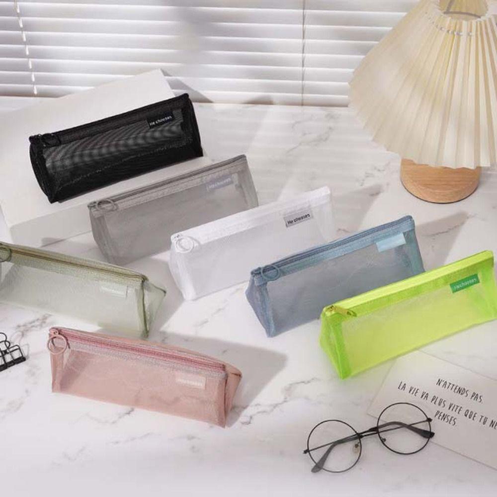 

Треугольный прозрачный мешок для купюр, нейлоновая молния, канцелярская сумка, портативный сетчатый пенал для улицы красный