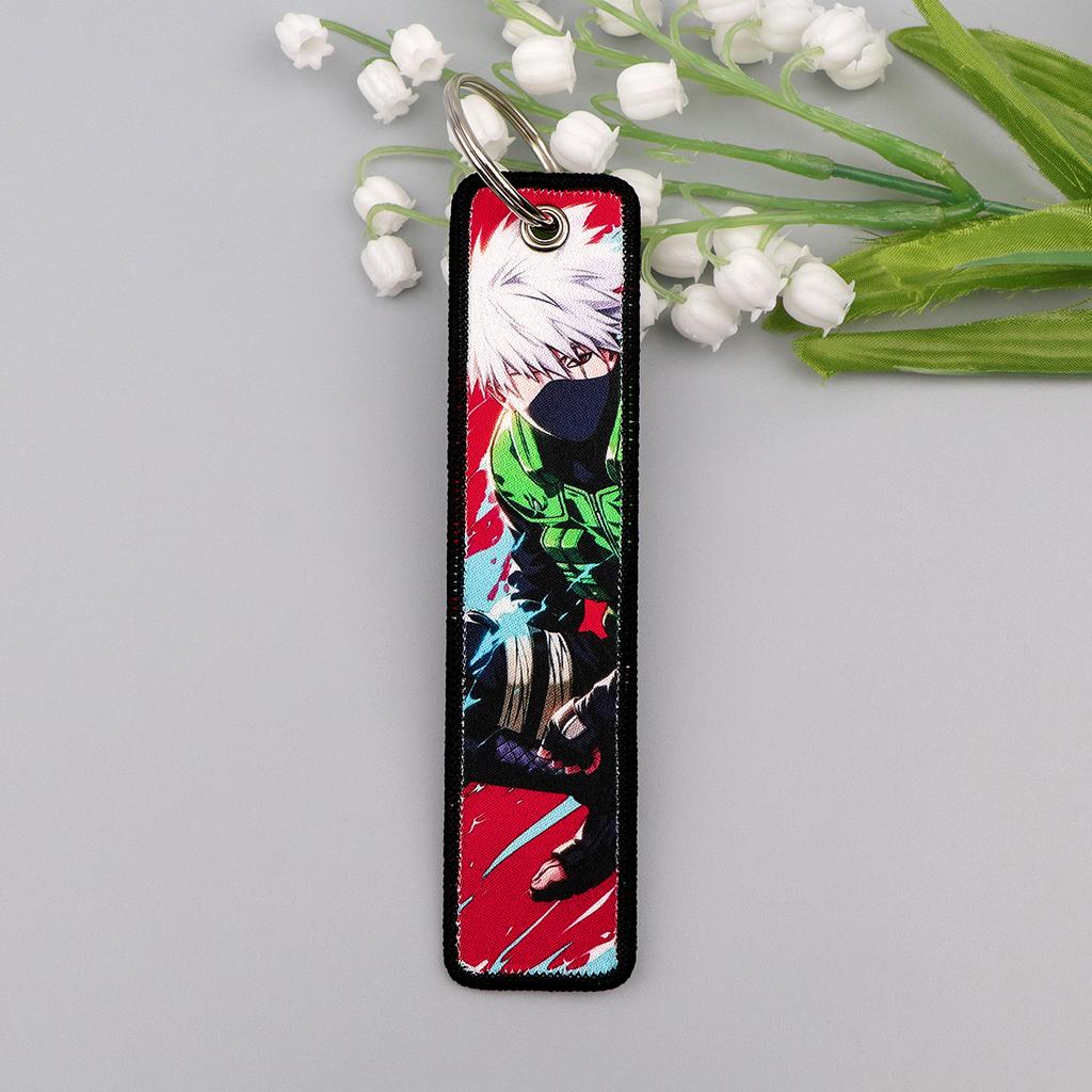 Manga Anime Embroidery Key Fobs Key Tags Keychains for Motorcycles Cars Keyring Cosplay Accessories Bag Decoration Gifts