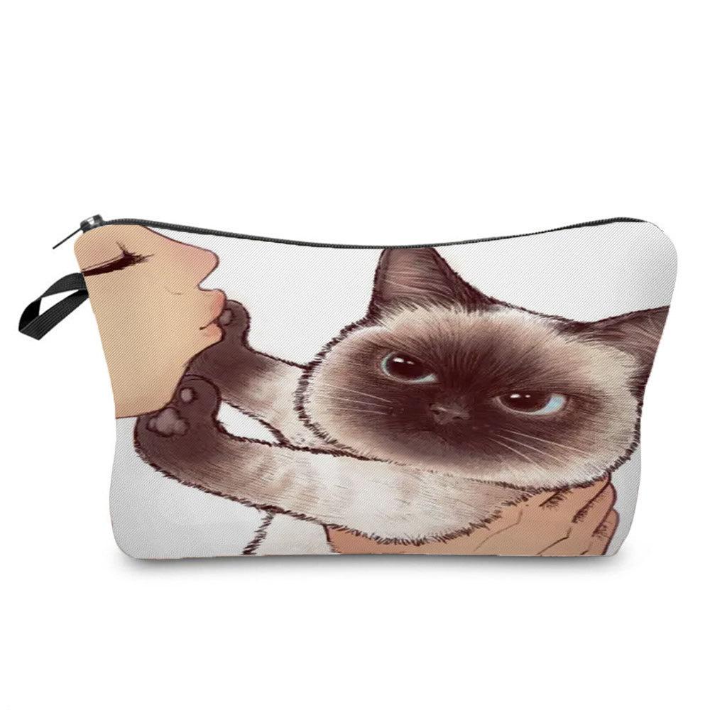 Women Cat Print Cosmetic Bag Toiletries Organize Travel Storage Case  6405