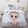 3D Kreslená ložní souprava pro děti/miminko/dítě/chlapce/dívku, růžový slon Sada povlaku na přikrývku Vlastní/Evropa/Queen, Sada povlaku na přikrývku/deku