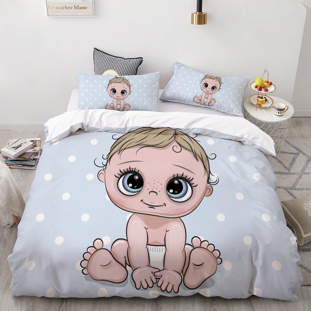 3D Kreslená ložní souprava pro děti/miminko/dítě/chlapce/dívku, růžový slon Sada povlaku na přikrývku Vlastní/Evropa/Queen, Sada povlaku na přikrývku/deku