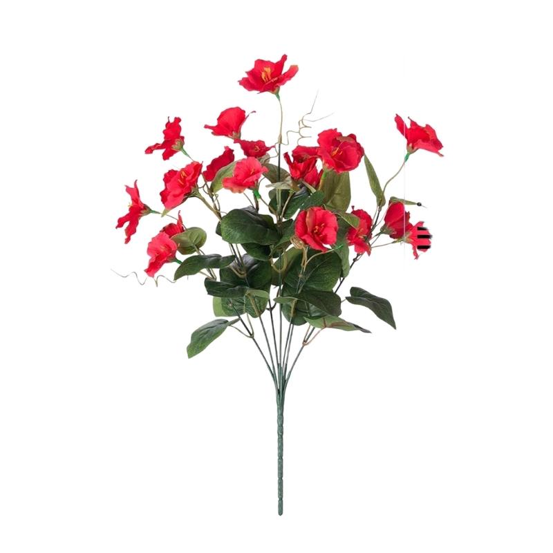 Bright 7 Head Plastic Hibiscus Floral Display Long Time Outdoor Artificial Flower For Backyard And Decors Decoration