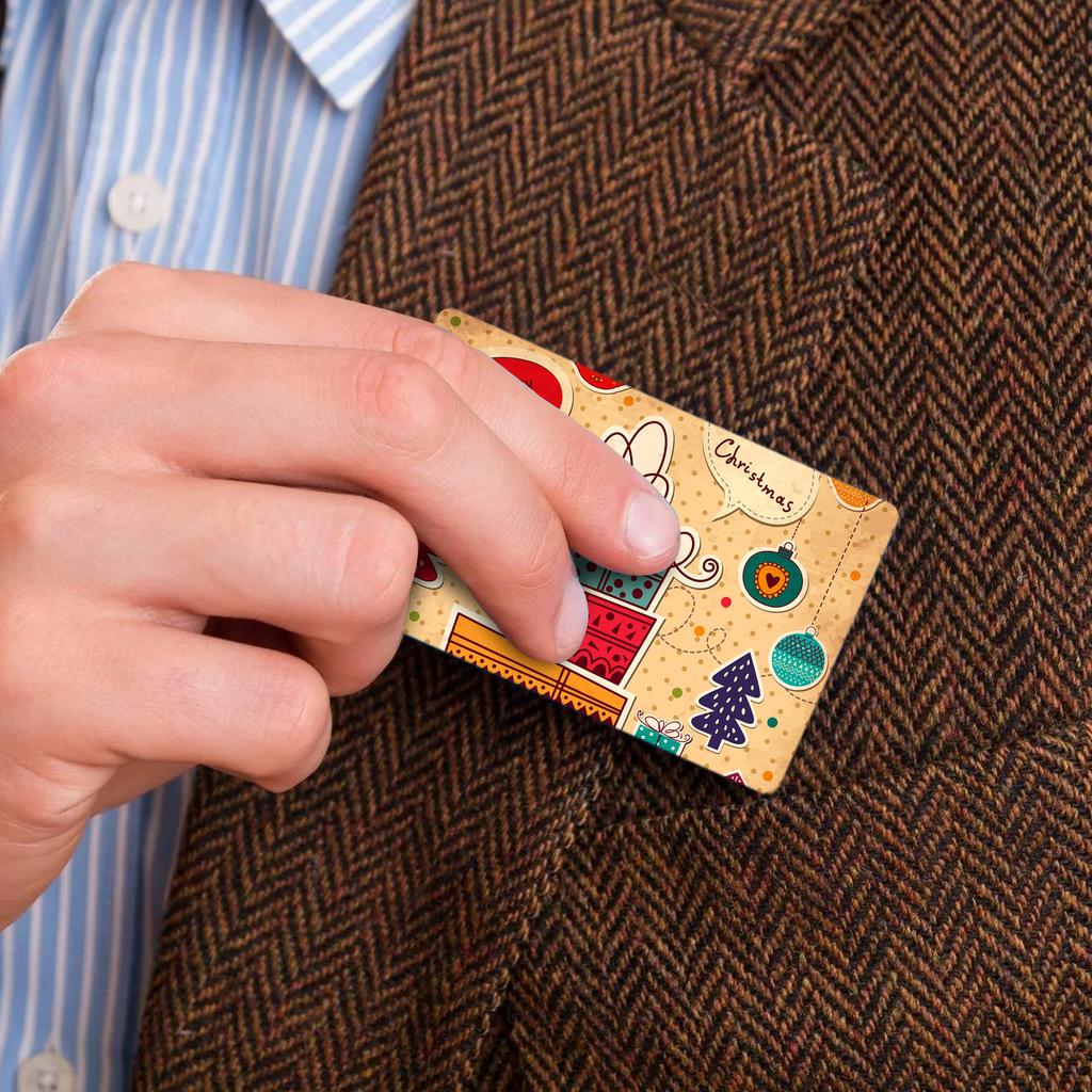 4PCS Slim Waterproof Credit/Debit Card Stickers - Funny Food Coupons, Personalized Decor