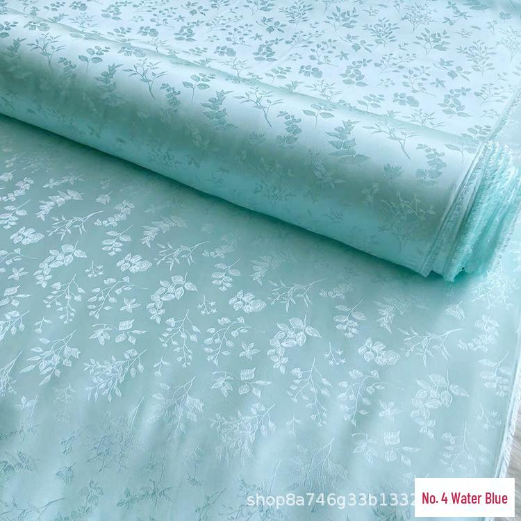 Golden Branch & Leaf Jacquard Sand-Wash Silk Fabric for Chinese Style Hanfu & Cheongsam Dresses