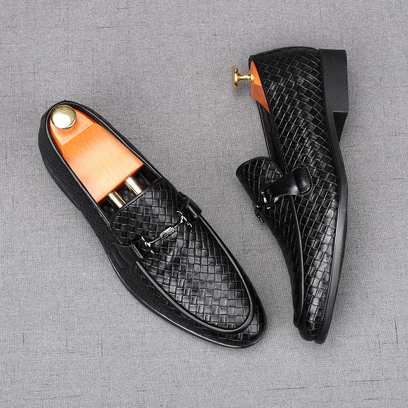 Fashion Fashion New Men's White Brown Knit Pattern Wedding Dress Shoes Male Casual Flats Loafers Homecoming Prom Zapatillas Hombre