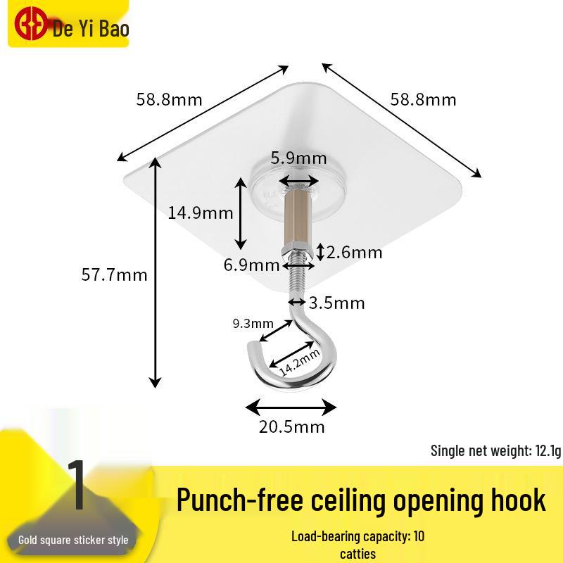 Traceless Ceiling Hook for Mosquito Nets and Curtains