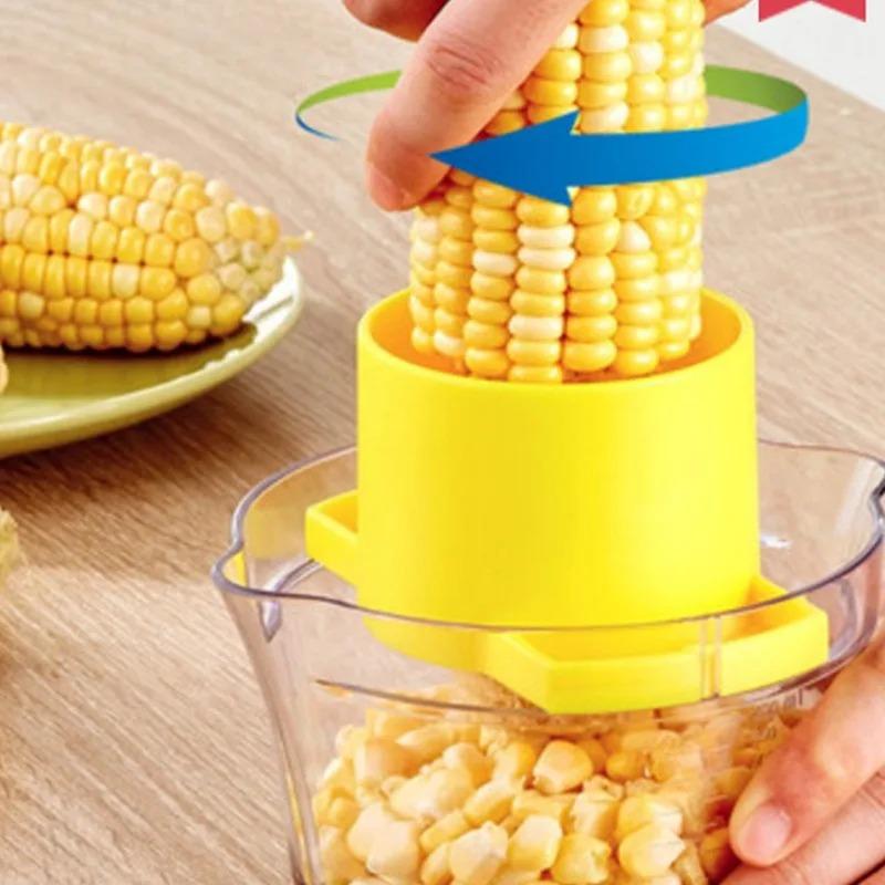 Corn Stripper and Peeler Tool with Bowl Quick & Safe Corn Cutter with Built-In Measuring Cup and Stainless Steel Blades Grater