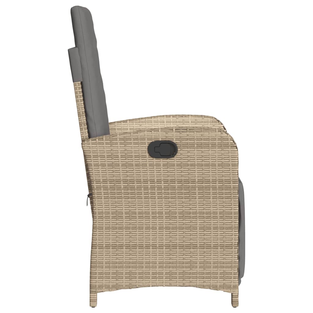 Garden Armchair with Footrest Adjustable Beige Mix Poly Rattan