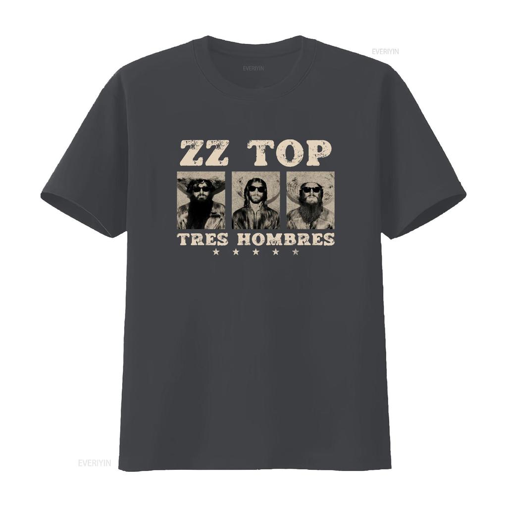 Tres Hombres ZZ Top Retro Rock Blues La Grange Jesus Just Left Chicago T Shirt Vintage Washed Stretched Homme Fashion Stylish