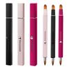 Aluminum Double-Ended Retractable Lip Brush with Lid - Portable Makeup Tool with Round Head