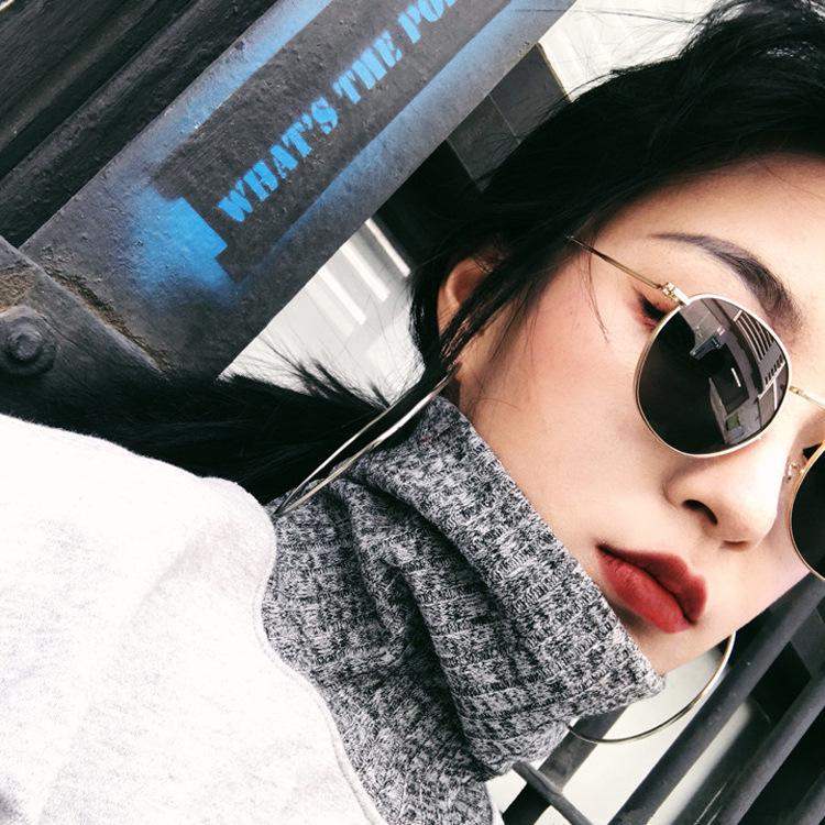 Harajuku Retro Round Frame Women's Sunglasses 3447 - Online Celebrity Style with Metal Thin Edge.