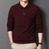 Middle-aged Men's Sweater Shirt Collar Pure Wool Medium Thick Warm Solid Color Pullover Bottoming Shirt Men's Winter Men's Clothing