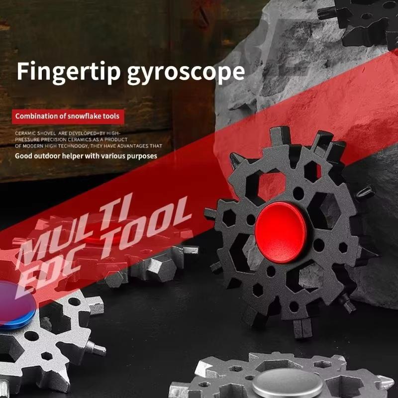 Multi Functional 23 in One Fingertip Gyro Decompression Toy Snowflake Wrench Portable Outdoor Combination Maintenance Tool
